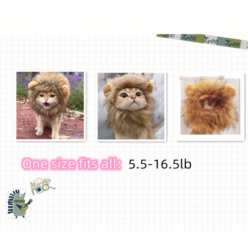 TEMU 1pc Cat Lion Headgear - Funny And Cute, Cat Hat, Photo Best Props