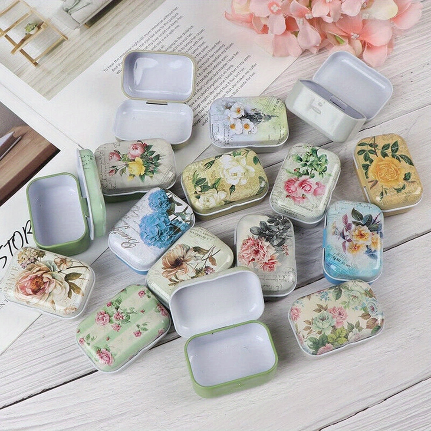 

20pcs Mini Tin Boxes With - Metal Jewelry Organizer, Trinket Storage Container With Hinged Lids, No Electricity Or Feathers, Decorative Small Party Favor Kits - Ideal For Mother's Day Gifts