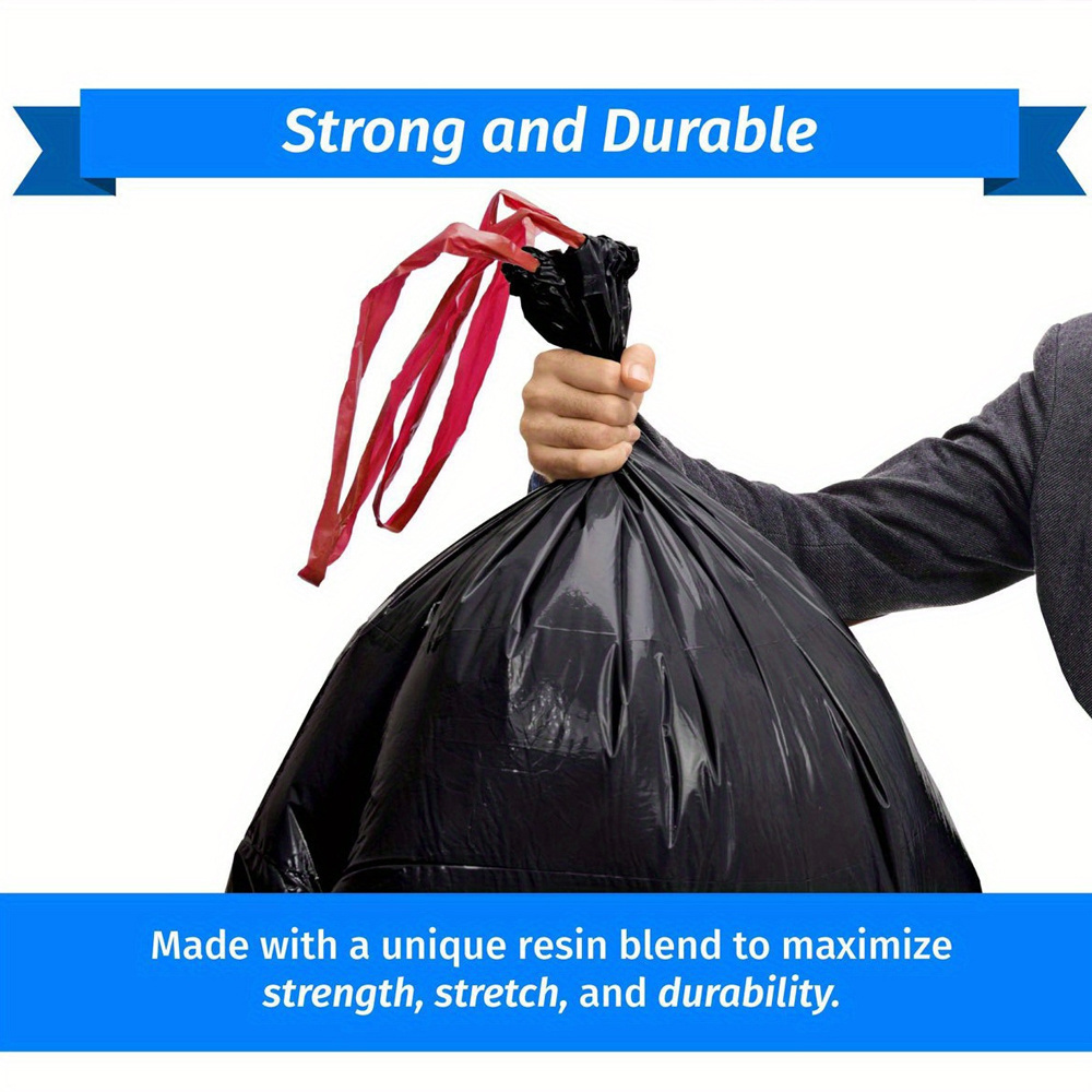 2 rolls of extra large heavy duty black trash bags     and supermarket use ideal for leaves and garbage details 1