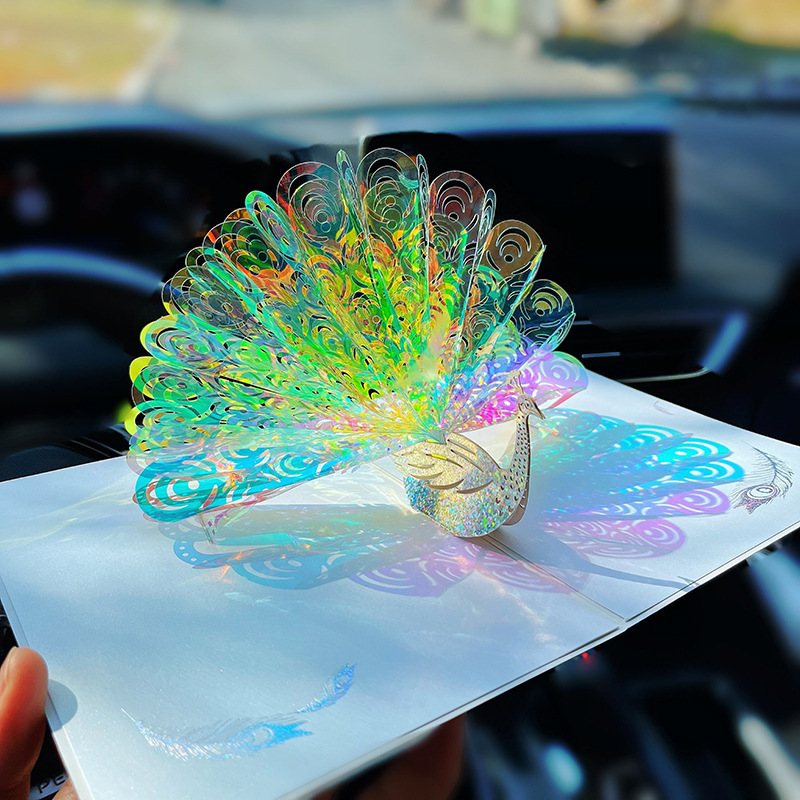 

1pc 3d Pop-up Peacock Greeting With Envelope, Multicolor Hollow Carving, Illuminated, Blank Inside - Perfect For Valentines Day, Thanksgiving, Christmas, , Birthday, All Occasions