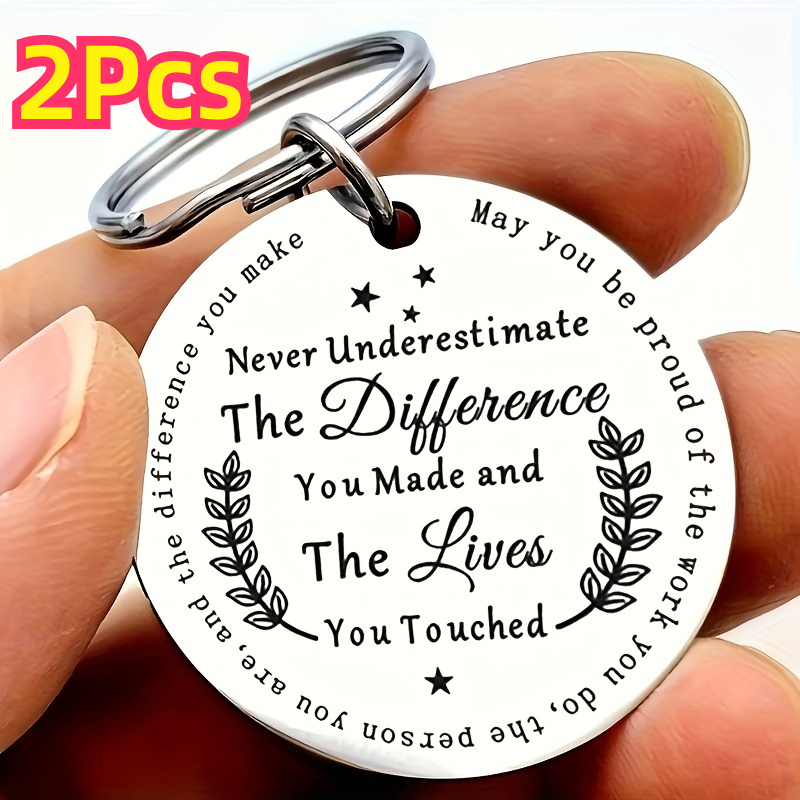 

2pcs Stainless Steel The Difference You Made Inspirational Keychain - Unique Design, Lives Touched - Perfect Gift For Men And Colleagues