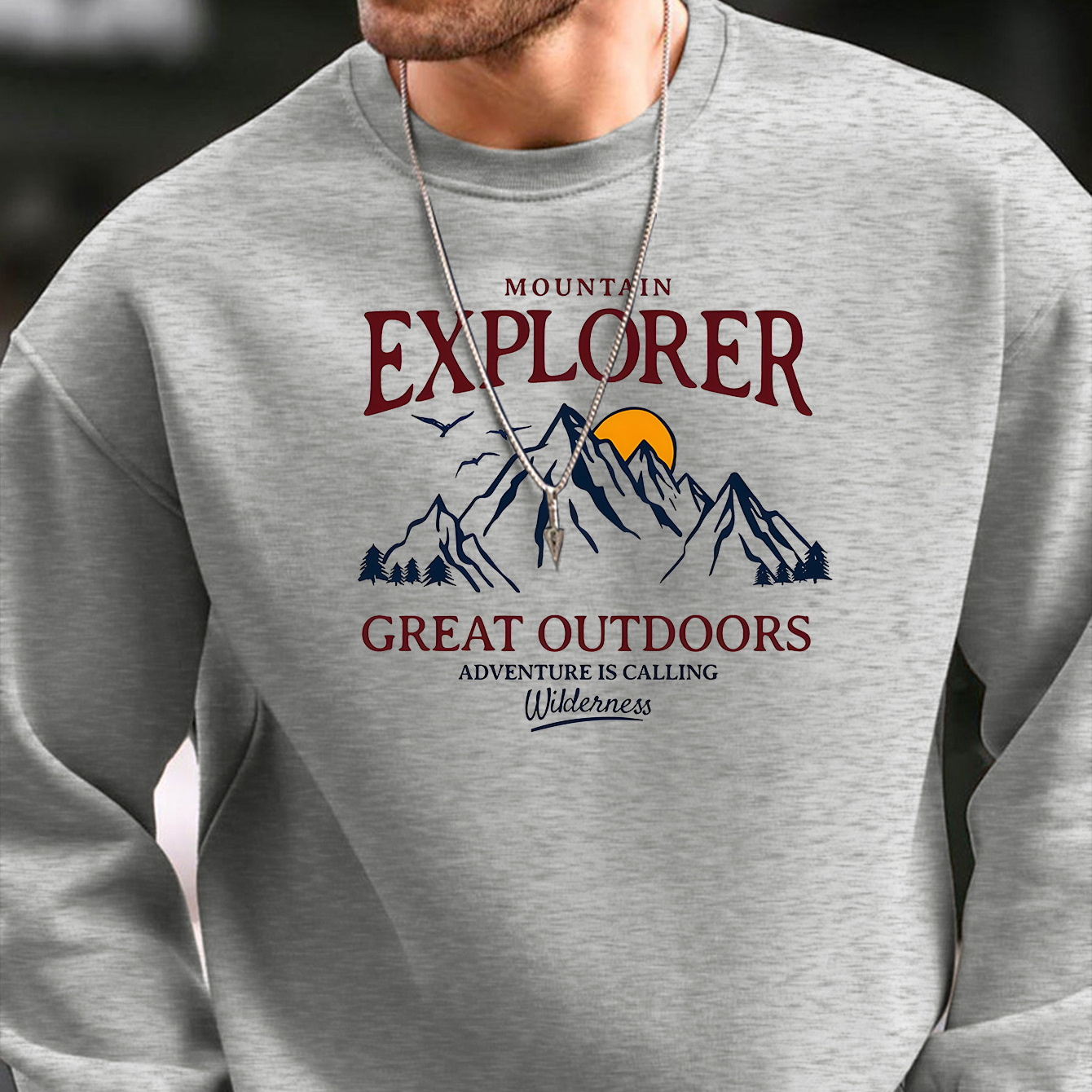 

Explorateur de montagne IMPRIMÉ Sweat-shirt à col rond et manches longues pour homme, style décontracté, respirant, confortable, élégant Pullover de mode de rue