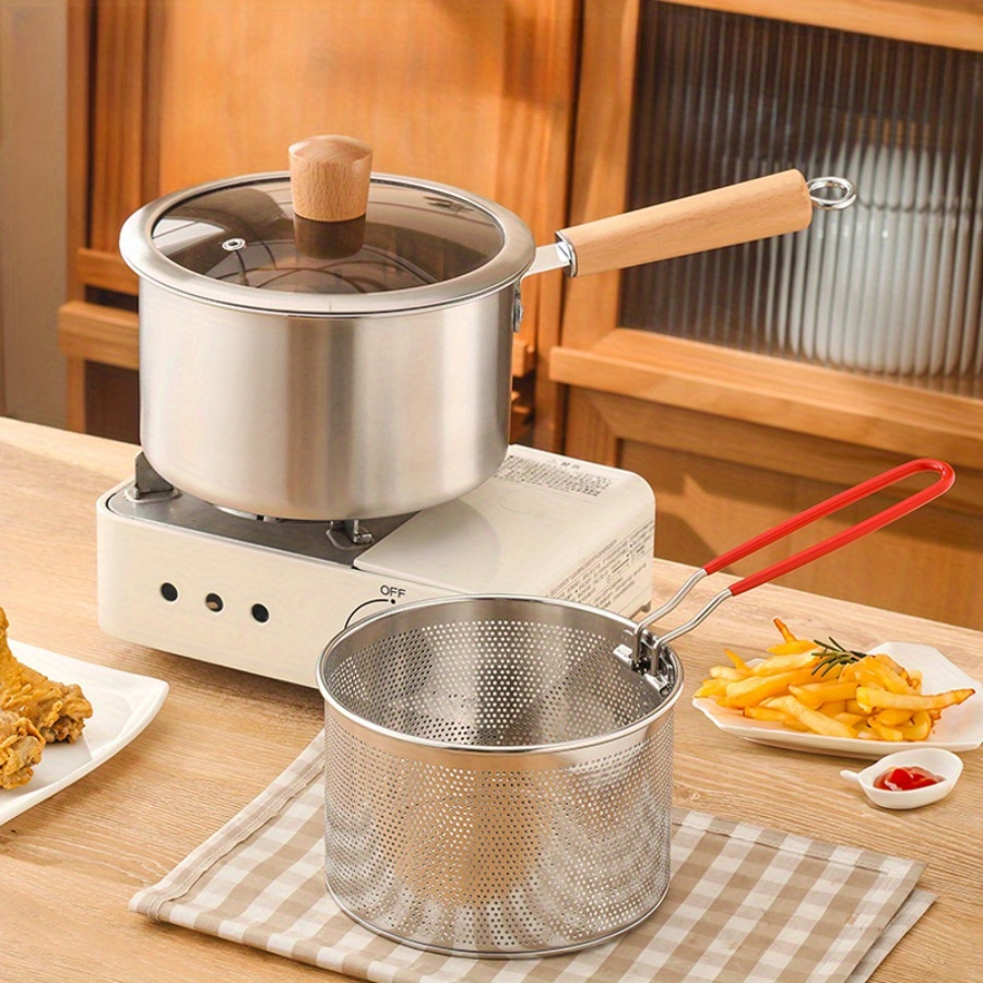 

Stainless Steel Cooking Pot With Strainer - Frying, Soup, Pasta & More - Compatible With Induction & Gas , Oil Frying, , Auxiliary Food Pot