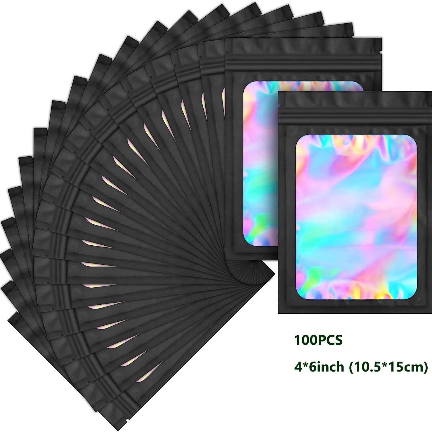 100pcs Mylar Bags, Holographic Smell Proof Packaging Bag For Small Items Storage, Sealable Pouch, Sample Jewelry Storage Packable Bag Art Supplies, Sewing Storage
