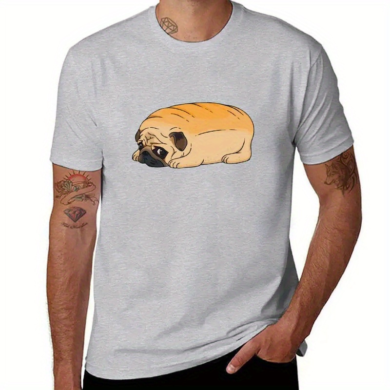 

Pug Bread T-shirt Summer Top Oversizeds Cute Clothes Short Sleeve Tee Mens Graphic T-shirts Big And Tall