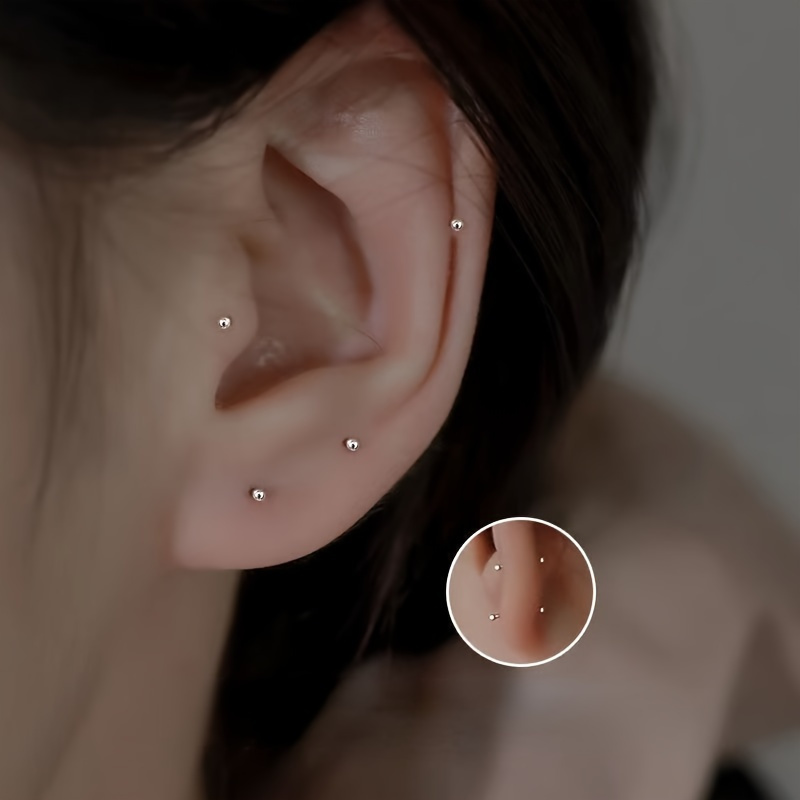 

2/4pcs Minimalist Tiny Stud Earrings, Hypoallergenic Stud Accessories Suit , Jewelry For Women