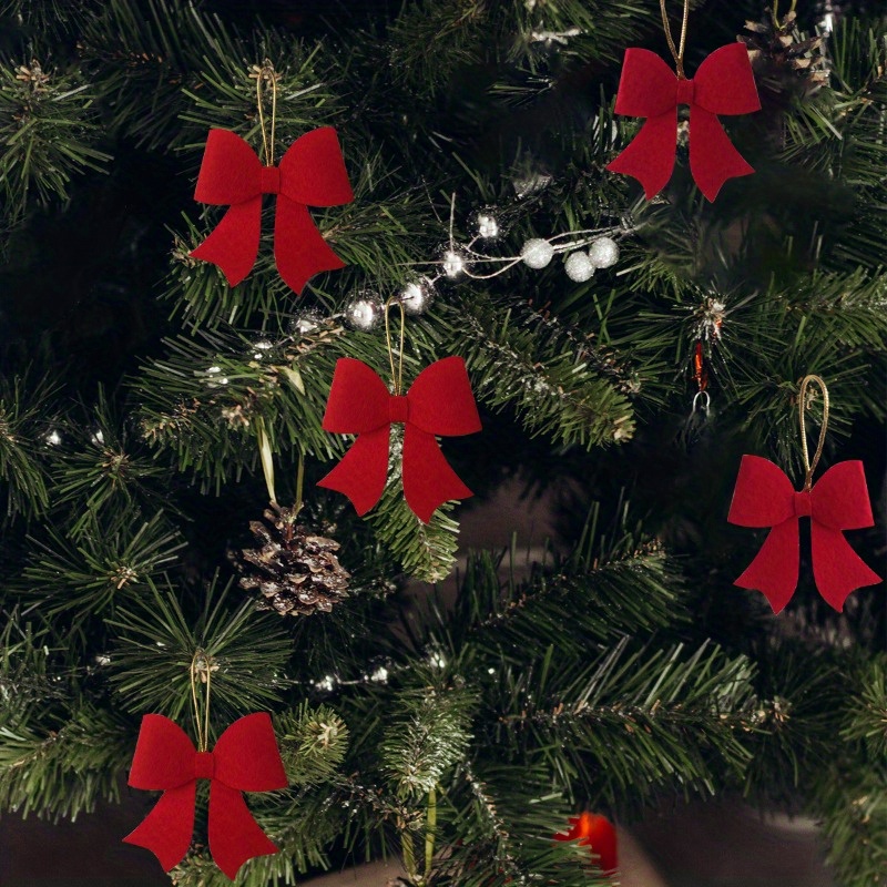 10-piece Red Bow Christmas Tree Ornament Set - Festive Holiday Home Decor