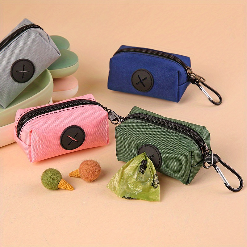 

Canvas Dog Poop Bag Holder, Outdoor Pet Waste Bag Dispenser With Carabiner Clip, Animal Waste Collection Pouch