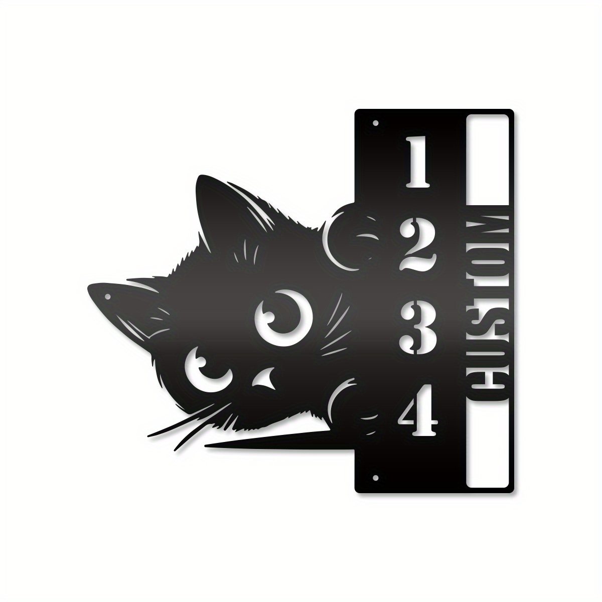 TEMU 【カスタム】モダンな猫の窺い見え金属製アドレスサイン - かわいい黒猫デザインが特徴。耐久性のある屋外プラークは、ハロウィン、クリスマス、新年などの装飾に最適。吊り下げが簡単で、電気は不要です。