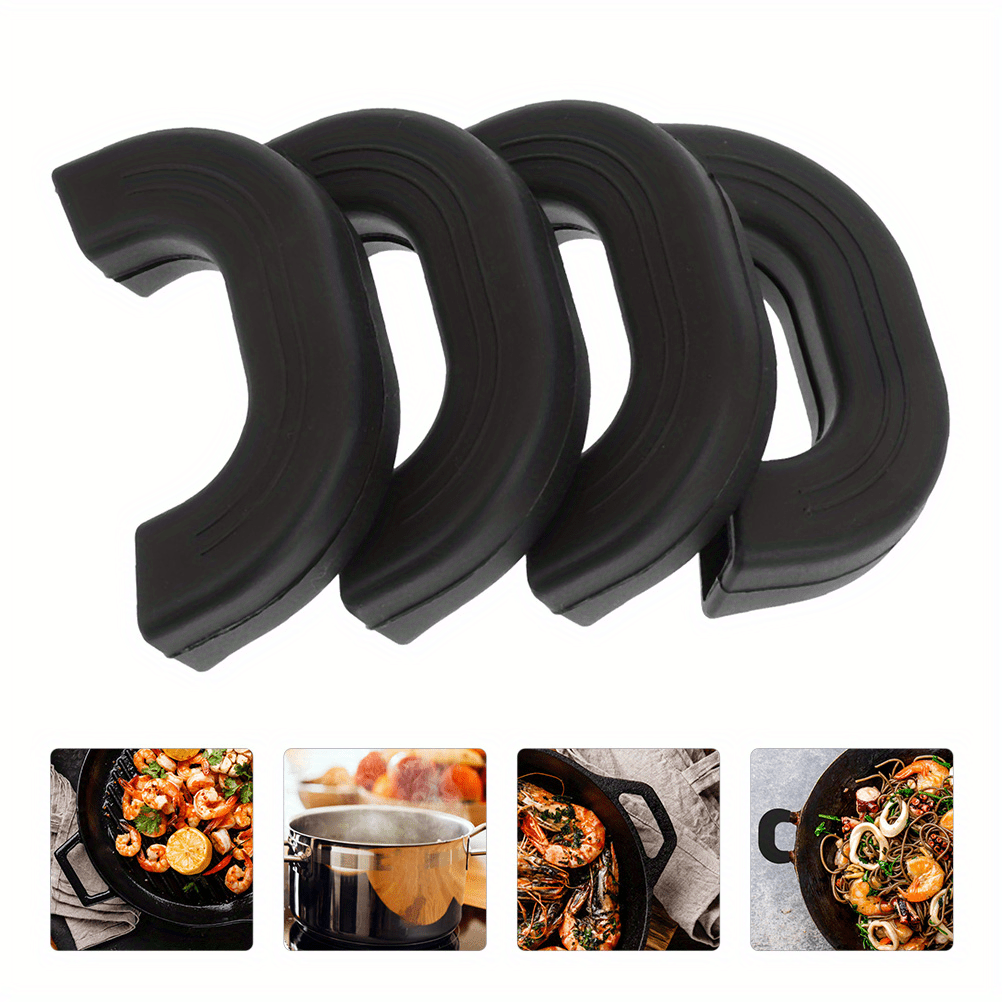 

2pcs Black Abs Kitchen Handle Covers - Heat-resistant, Non-slip Grip For Steamer & Wok Handles - Cookware Accessories