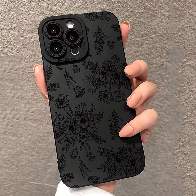 TEMU Black Pattern Premium Mobile Phone Case Suitable For Iphone11 12 13 14 15 For Iphone 14 11 Xs Xr X 7 8 6s Mini Plus Pro Max Mobile Phone Case,