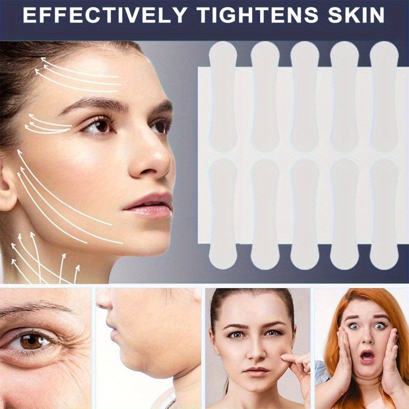 

40pcs Bandes de Lifting Invisible - Patchs en Silicone en de V pour une Élasticité de Améliorée & Réduction du , Autocollants de Lifting Facial Parfum, Outil de Soins de Batterie