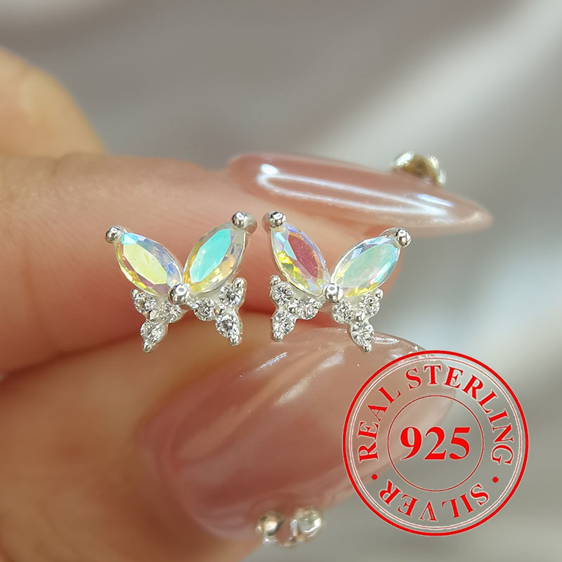 

925 Sterling Silver Hypoallergenic Butterfly Sweet And Cool Earrings For Women (jewelry 0.9g 0.032oz)