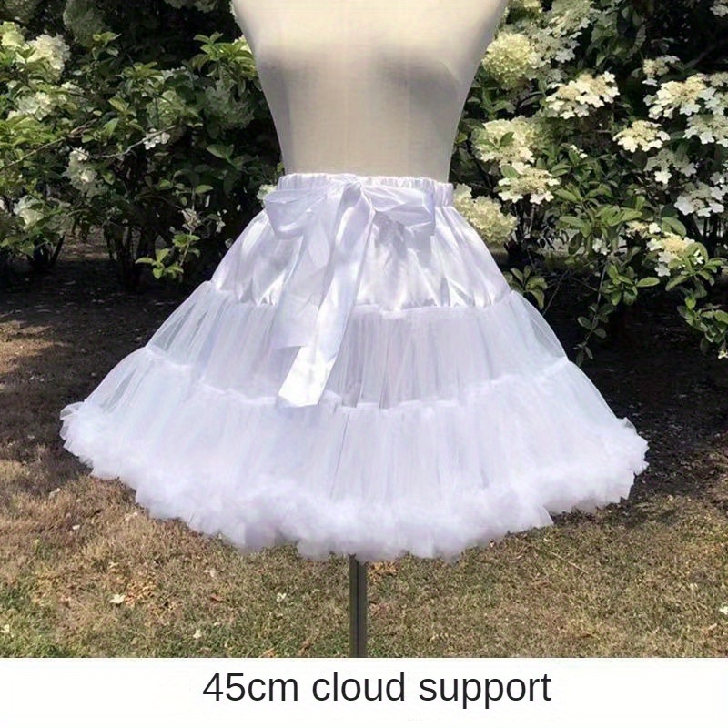 

45cm Petticoat - Fashionable Women's Fluffy Skirt Extender With Soft Tulle, White Layers, No-bone Design For A Look, Feminine Attire Enhancement | Frilly Fashion | Soft Polyester