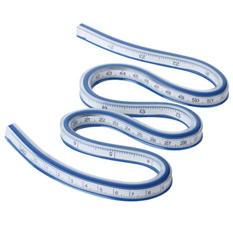 

1pc Bendable Curve Ruler, Flexible Measuring Tool For Drawing & Sewing, White Engineering Ruler With Curved Design