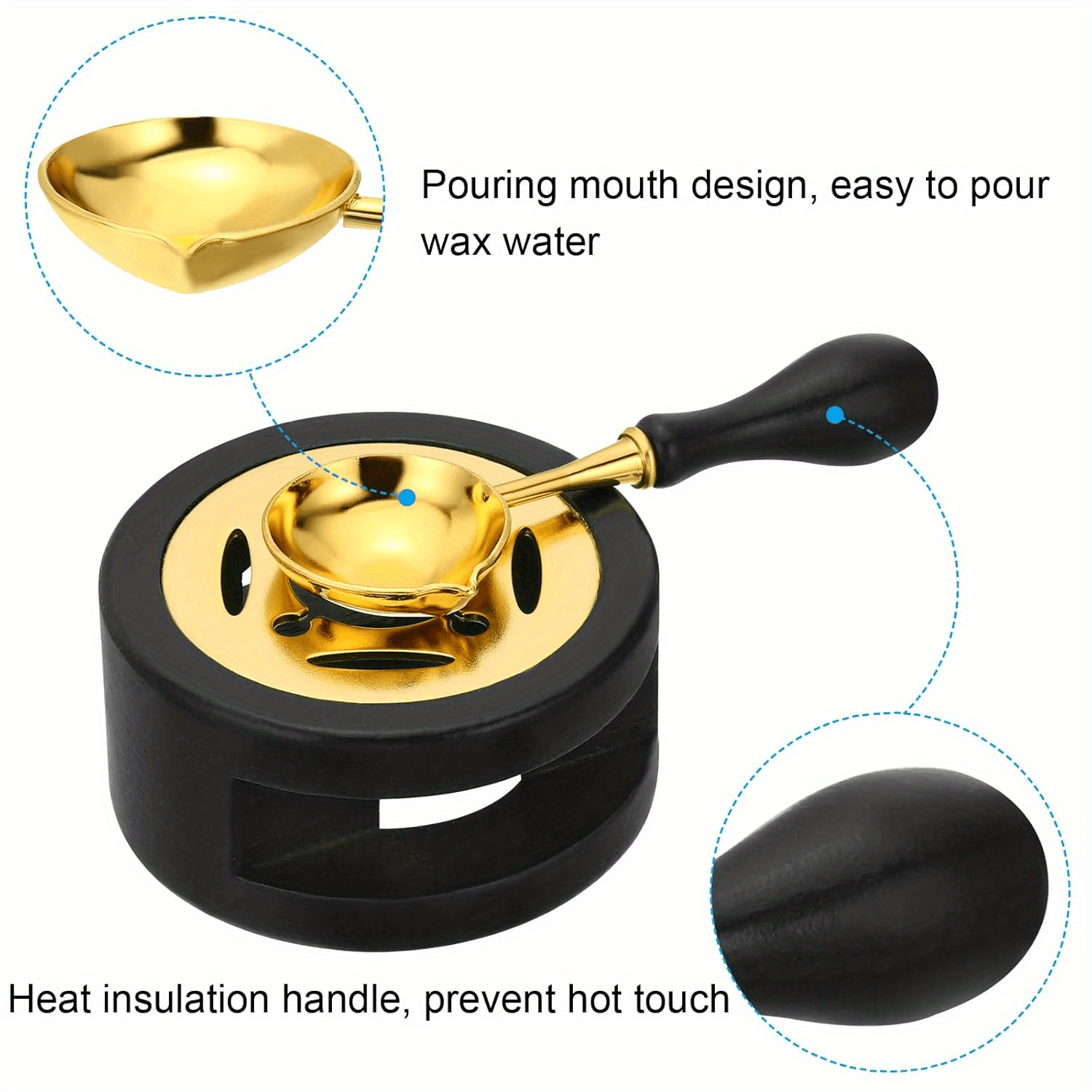 

Wax Seal Kit With Melting Spoon And Furnace, Stamping Seal Wax Heater Tool Set For Beads, Letter Sealing, Envelopes - 1 Set