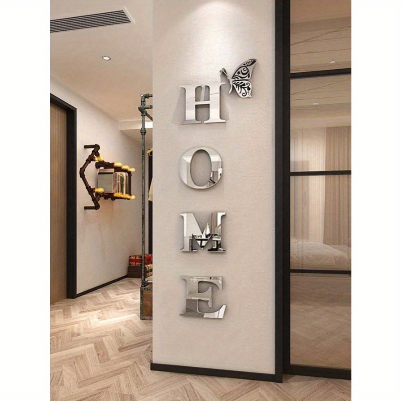 

Chic Silvery Acrylic 3d Mirror Wall Sticker With Inspirational Slogan - Perfect For Hallway & Entryway Decor