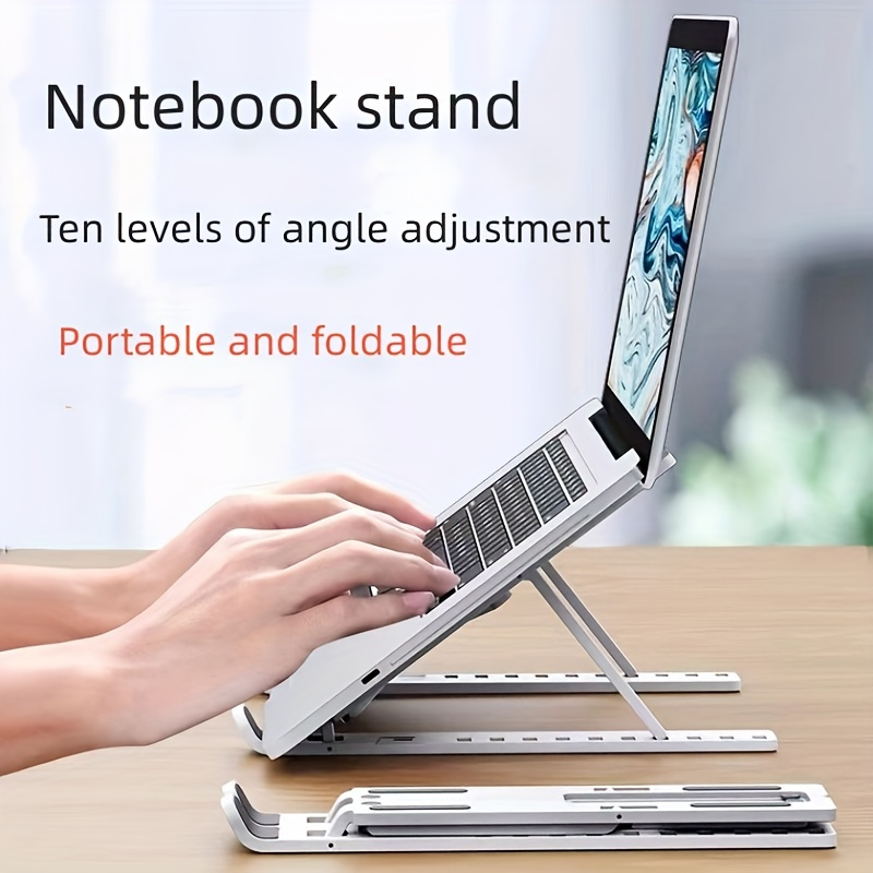 

2pcs Foldable Laptop Stand - Ergonomic Cooling Base, Adjustable Aluminum Laptop Holder Riser - Portable & Stable For All Notebooks