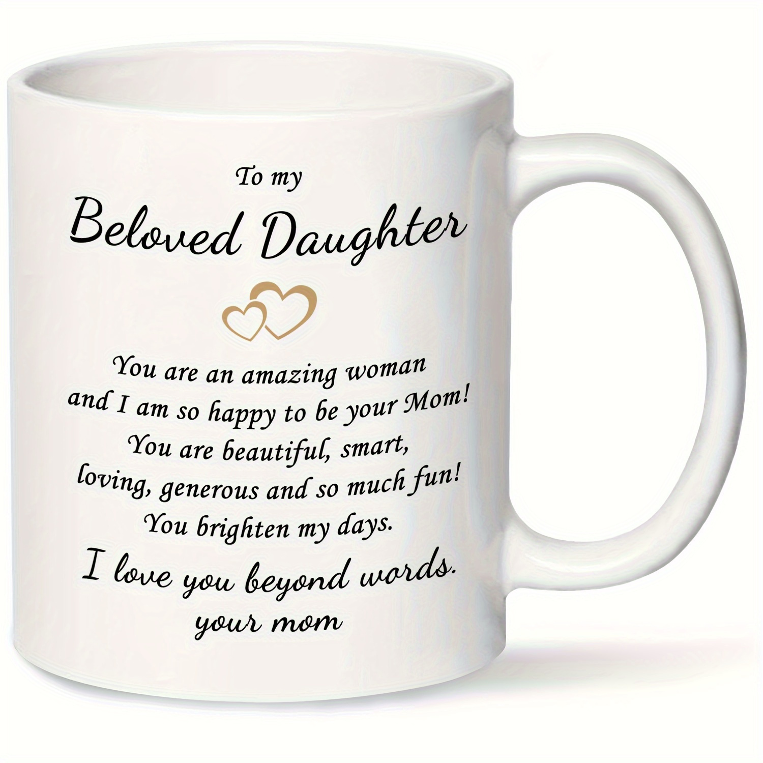 TEMU Amazing Daughter" 11oz Ceramic Coffee Mug - Perfect Birthday Or Graduation Gift From Mom, Insulated & Reusable, Hand Wash Only