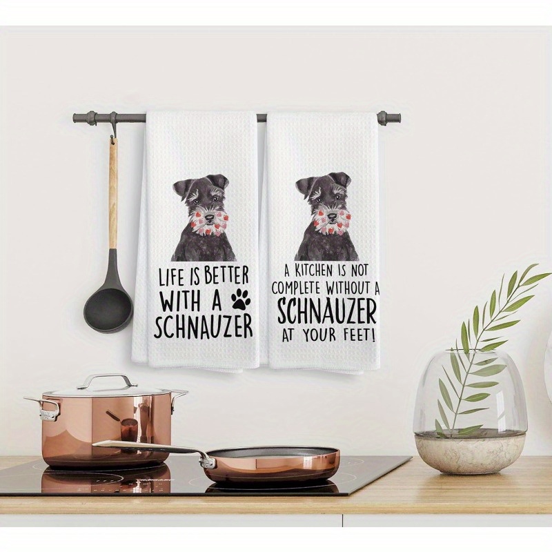 

2pcs Set 18*26 Inches Kitchen Towel Schnauzer Towels, , Kitchen Towels And Dishcloths, Schnauzer Decor, For Women, Dog Kitchen Towels, Dog Gifts For Women