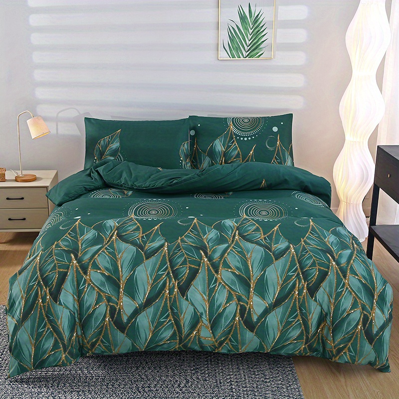 3pcs Polyester -friendly Geometric Floral Plaid Duvet -piece Set (one Duvet Cover + 2 Pillowcases) No Filling
