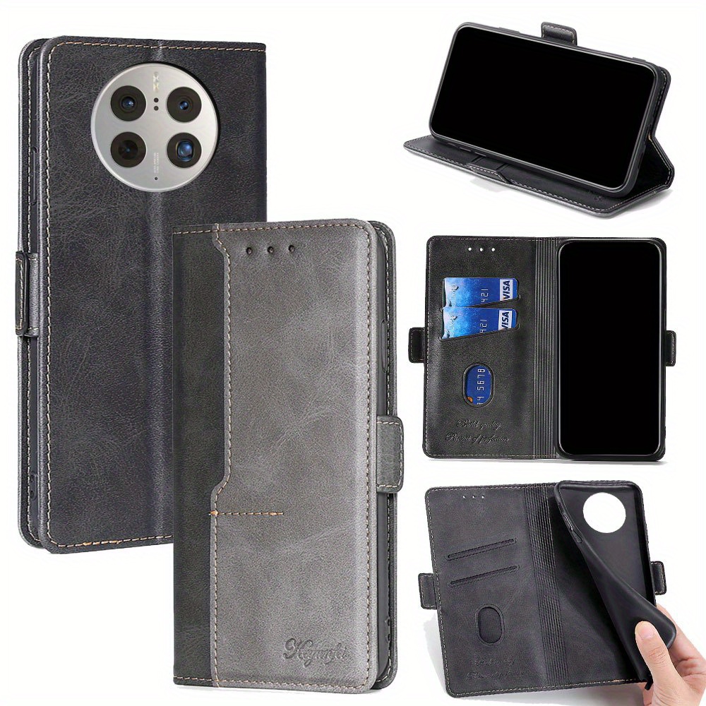 

Slots Holster Protective Side Double Magnetic Buckle Card Insertion Luxury Leatheretteflip Phone Case For Huawei 20 30 40 50 50e 60 60 Pro+ Lite