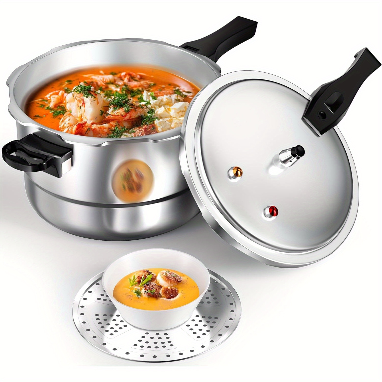 

Wantjoin 10qt Aluminum Cooker W/ & Multiple Devices, Compatible Gas & Induction Cooker, Included