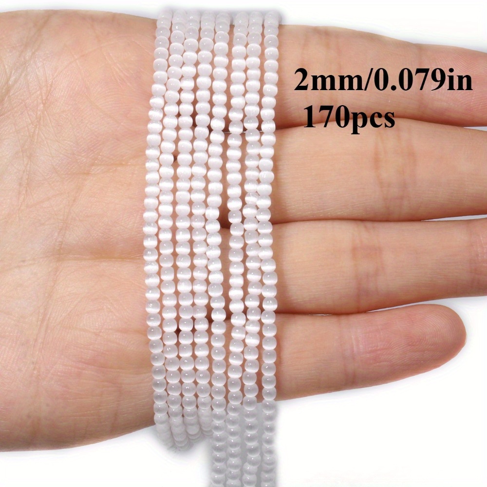E-shop 2 mm Natursteinperlen, kleine, glänzende Katzenaugenperlen, glatte, lose Perlen für Schmuckherstellung, Charm-Armbänder, Halsketten