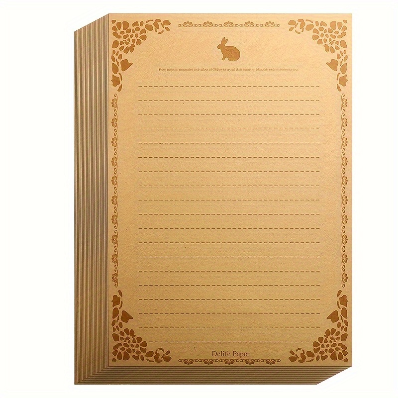 Carta Da Lettere Vintage - Set 16 Fogli Kraft Per Scrivere, Inviti E Biglietti - Foto 8