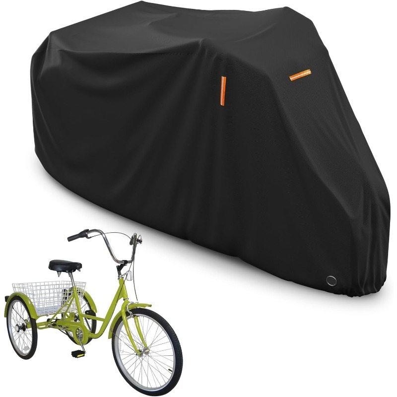 

1pc Adult Tricycle Cover, Cover, Outdoor Waterproof, , Dustproof Bike Cover, Black, Faux Leather Material, Hand Wash Or