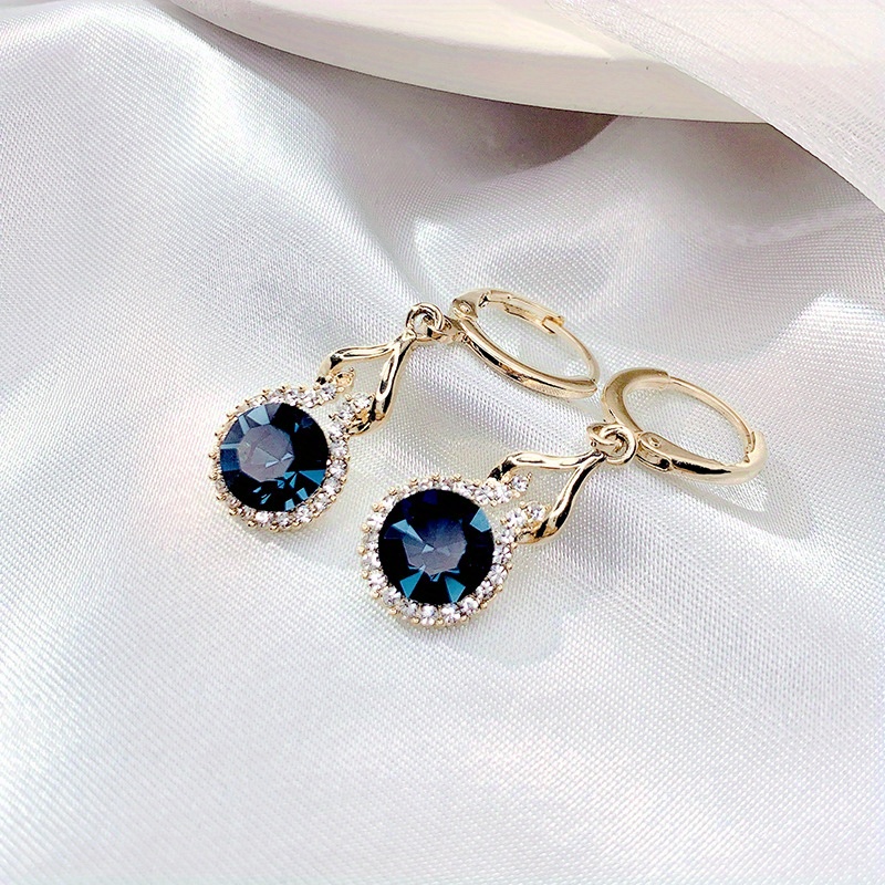 

Elegant Blue Zirconia Dangle Earrings - Sparkling Golden-tone, Parties & , Xcl Brand