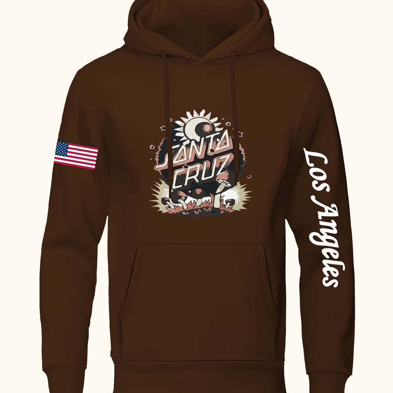 

Hoodie - Los Angeles - Fall/winter Collection - Men's Fashion - Regular Fit - Knit Fabric - Pocket Design - Graphic Print - Streetwear Style - Polyester Material