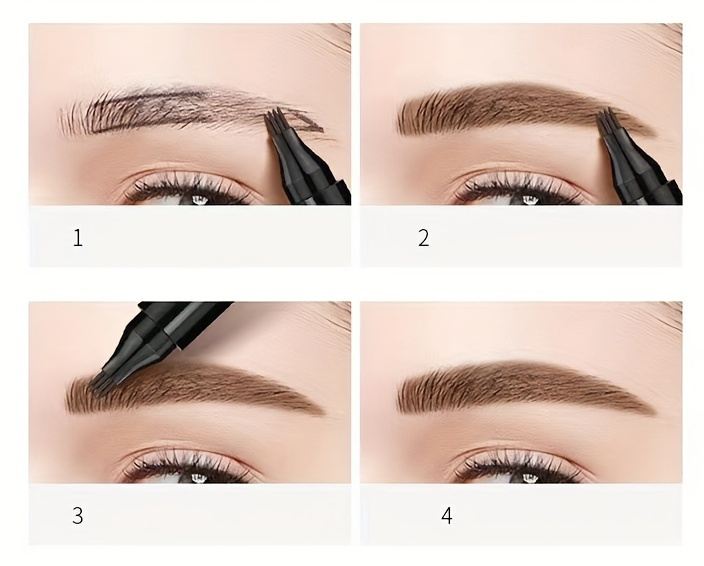 5pcs Long-Lasting Liquid Eyebrow Pencil with 4 Heads for All Light Beige Types - Soft, Natural, Waterproof and Shaping with Freezing Effect - Easy-to-Use Makeup Tool for Perfectly Defined Eyebrows Valentine's Day Gift