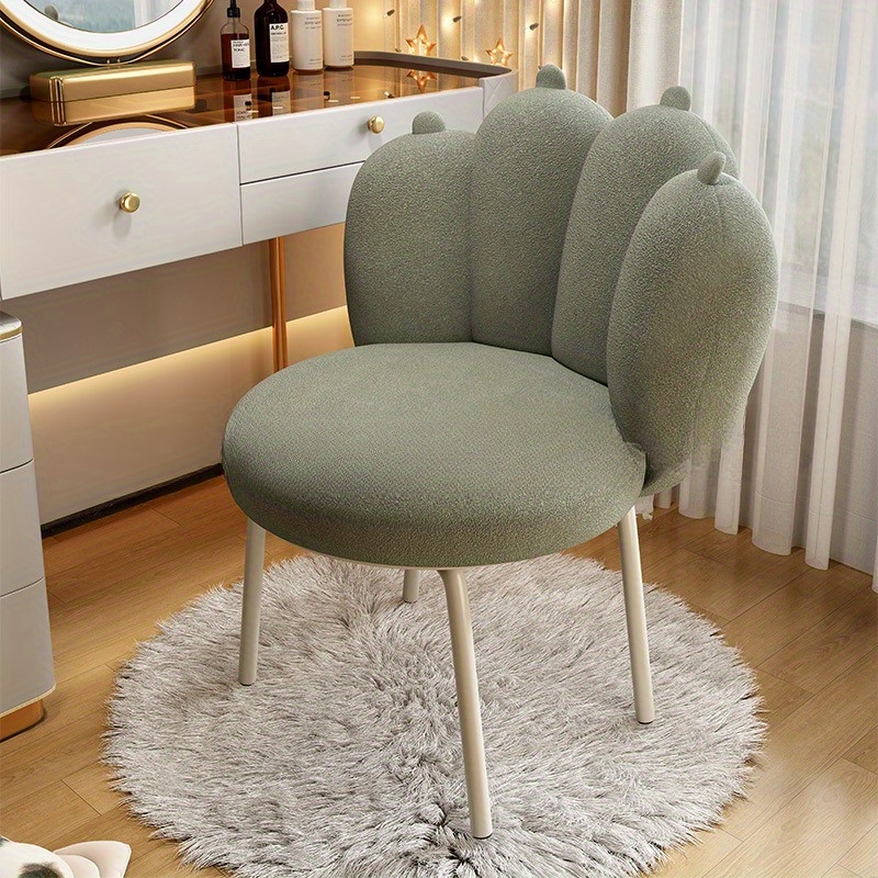 Make-up stoel met rugleuning, kaptafelstoel voor make-up kamer, moderne stoel voor kaptafel, met gouden metalen poten, voor tienermeisjes, woonkamer, slaapkamer (groen