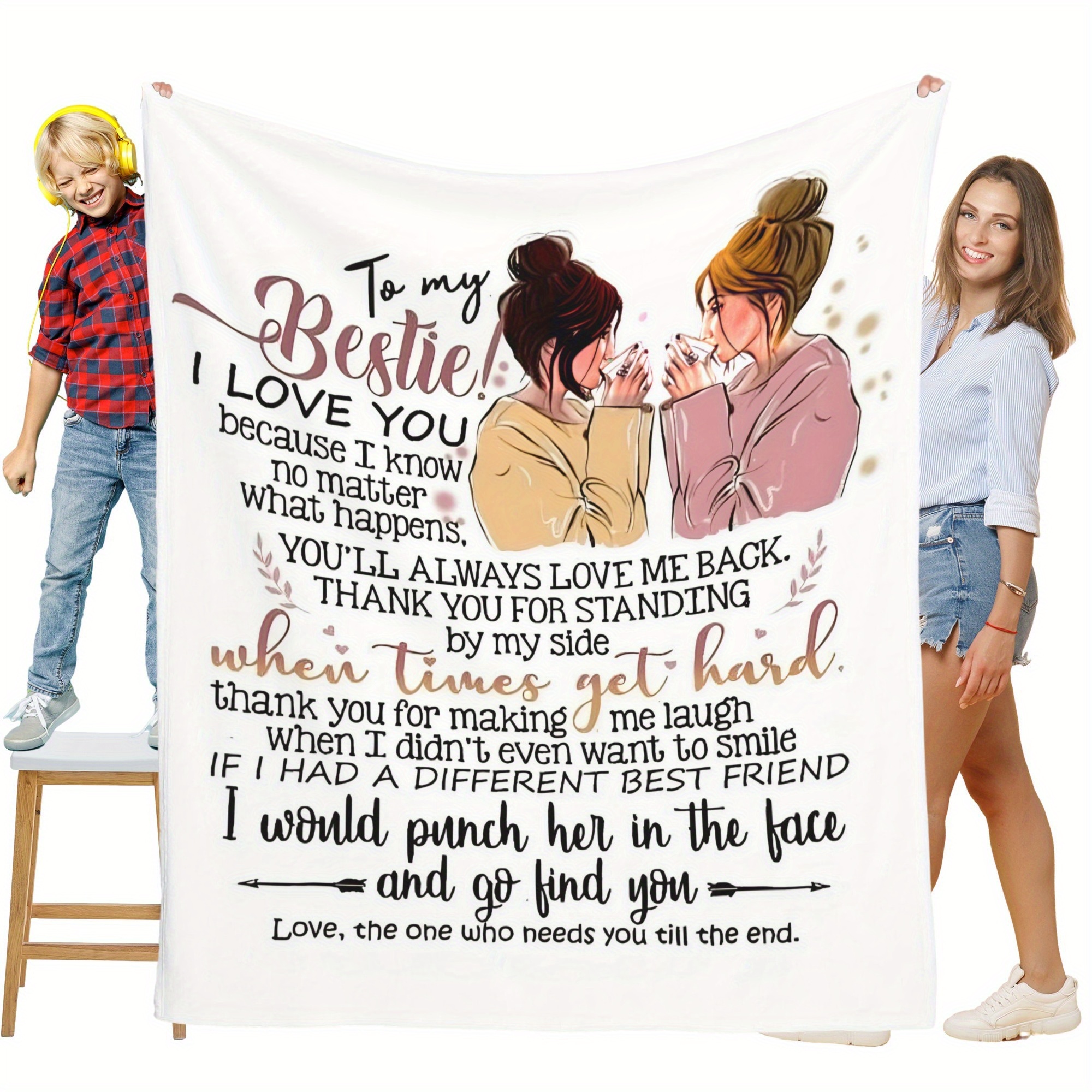 

Friendship Themed "to My Bestie" Printed Flannel Blanket - The Perfect Gift For Your Best Friend - Comfortable, Soft And Skin-friendly