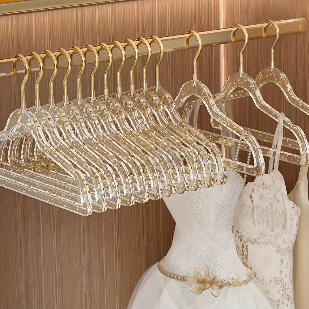 

10/20/30 Home Clothes Hangers Acrylic Sparkling Powder Crystal Clothes Hangers Transparent Anti Slip Invisible Drop Resistant