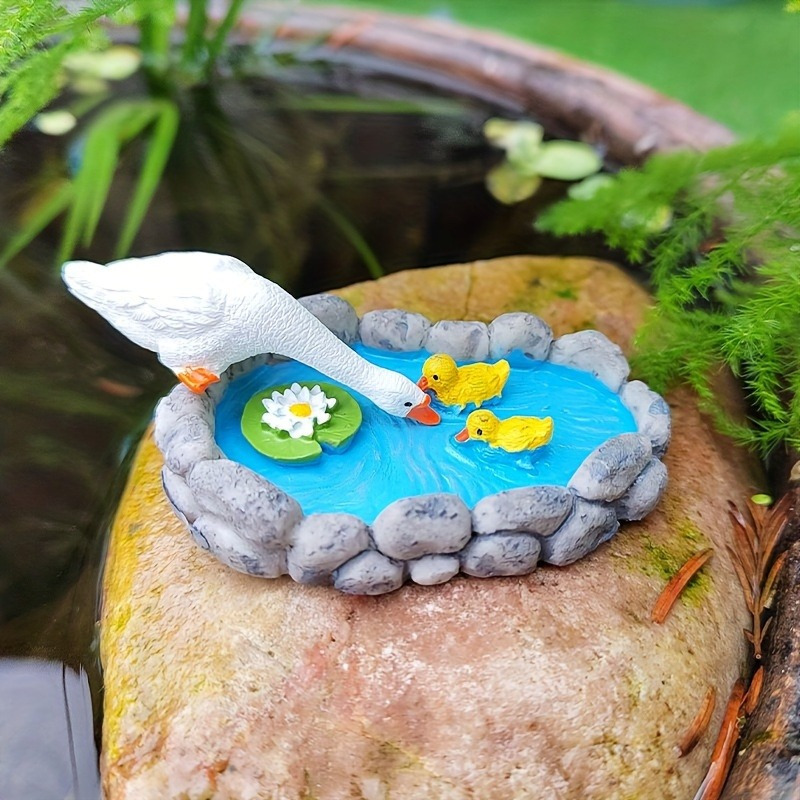 

Miniature 3d Water Pool With Duck, Frog & Turtle - Resin Fairy Garden Decor For Home, Christmas