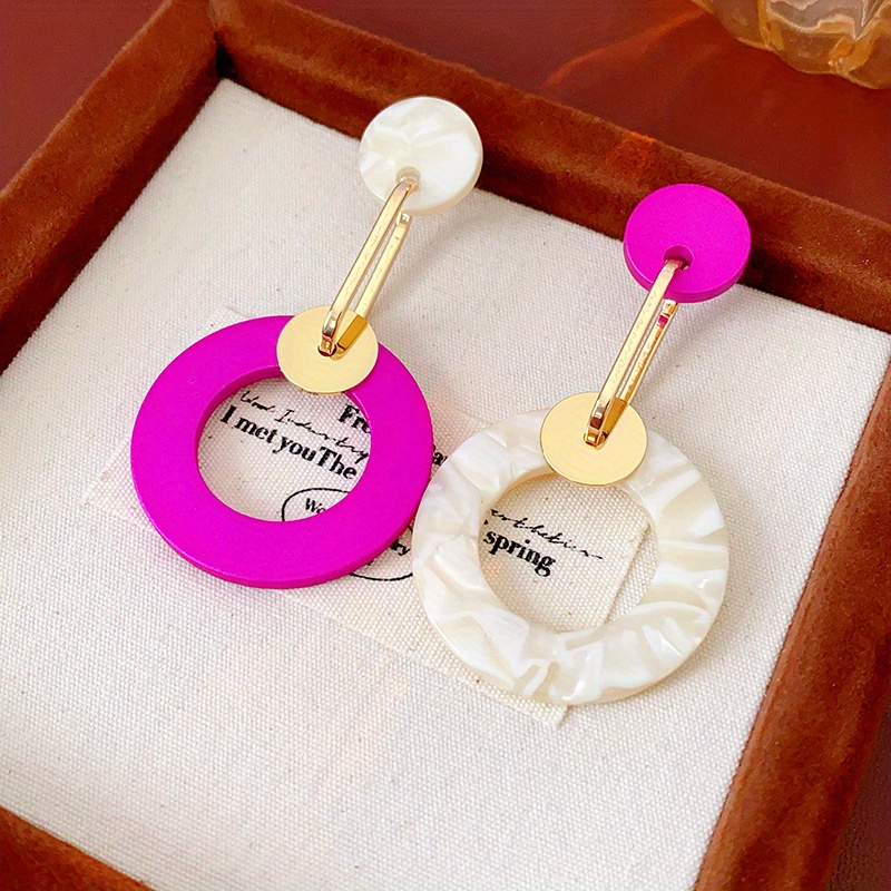 Image of 1 Pair Of Asymmetrical Hoop Stud Earrings, Exaggerated And , Women's Niche Minimalist Fashion Earrings, Daily Wear And Party Gift