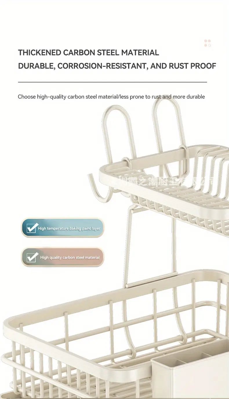 heavy duty dish rack space saving 2 tier dish drying rack with utensil holder no assembly needed organizer for countertop plates pots bowls ideal for home commercial use dish drying rack for kitchen counter rustresistant material apartment living Product details 4