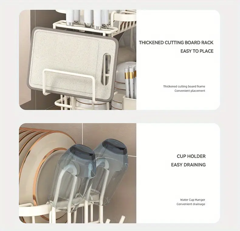 heavy duty dish rack space saving 2 tier dish drying rack with utensil holder no assembly needed organizer for countertop plates pots bowls ideal for home commercial use dish drying rack for kitchen counter rustresistant material apartment living Product details 10