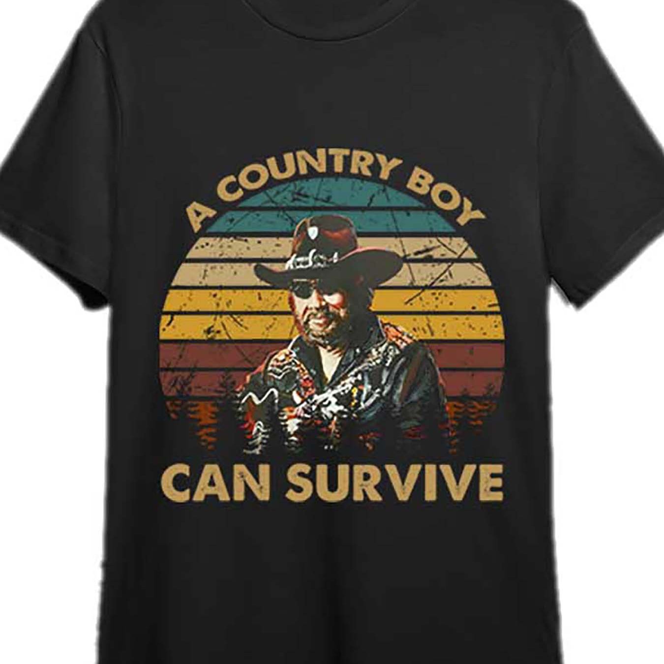 

1 Pc, 100% Cotton T-shirt, Can Survive Classic Art Hank Young Son Country Fun Men's Short Sleeve Graphic T-shirt Collection Black