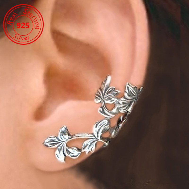 

1 Pair Of Elegant 925 Sterling Silver Bohemian Clip-on Earrings - No Piercing Clips For All Kinds Of Special Occasion Earrings