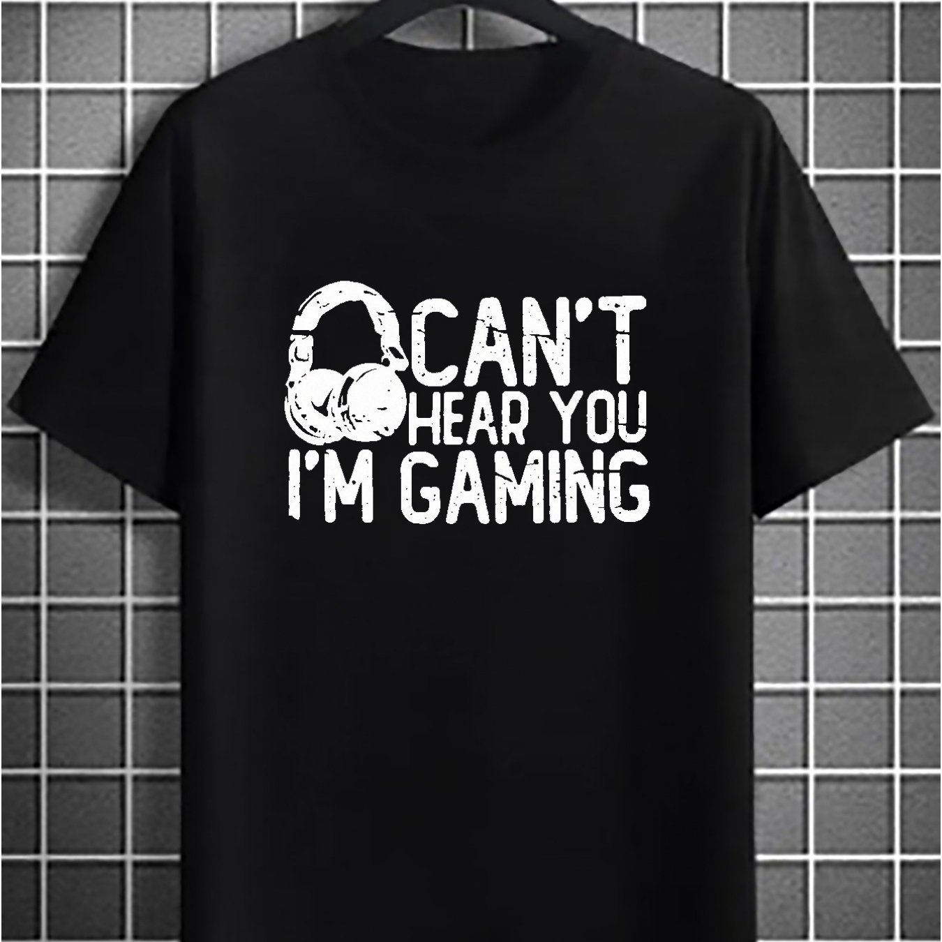 

Plus-size Men's Summer T-shirt, Loose Feel Printed With "can't Hear You, I'm Playing Games", Casual Loose T-shirt, Suitable For Tall Bodies