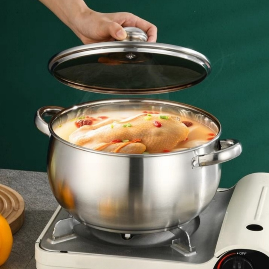 

Premium 9.1" Stainless Steel Soup Pot - , Induction & Gas Stove Compatible, Easy-clean Cookware For Healthy Meals