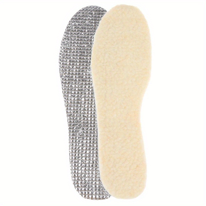 2pcs Plush Aluminum Foil Insoles For Winter Warm Comfortable Insert For Men Women Sole Waterproof Plush Shoe Pads