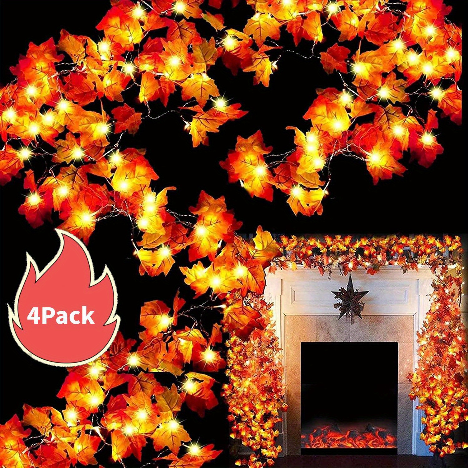 

4 Fall Decor String , 80led Halloween Decor Lighted , Decor, Fall Decorations For , Fireplace And