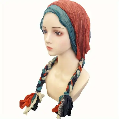 multifunctional outdoor autumn and winter lightweight multi color braided turban hat retro bohemian style daily and festival for women