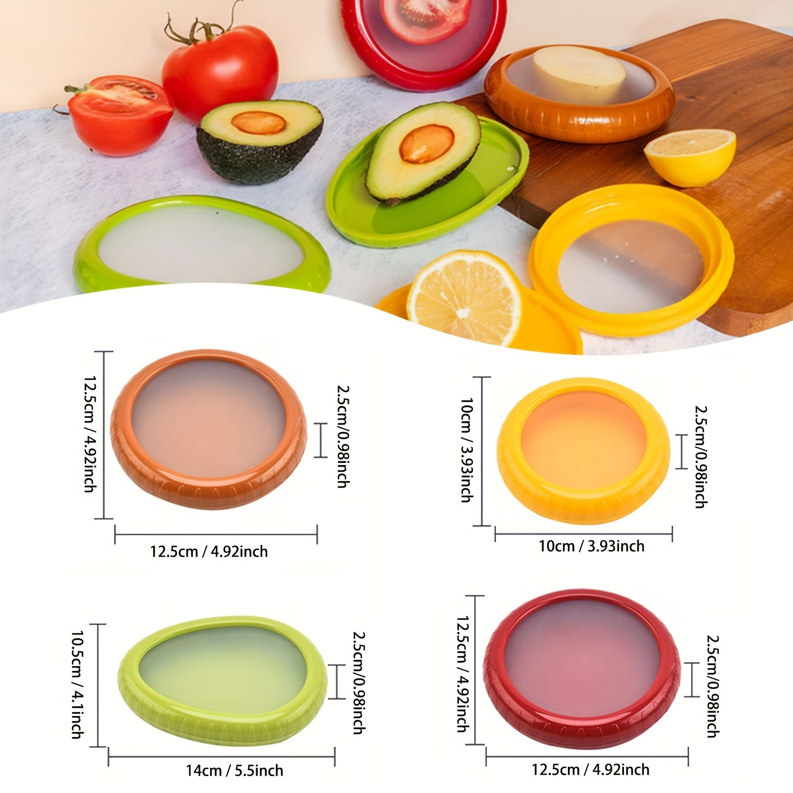 2024 premium silicone fruit and vegetable storage box reusable refrigerator container for avocado tomato onion lemon 4pcs details 2