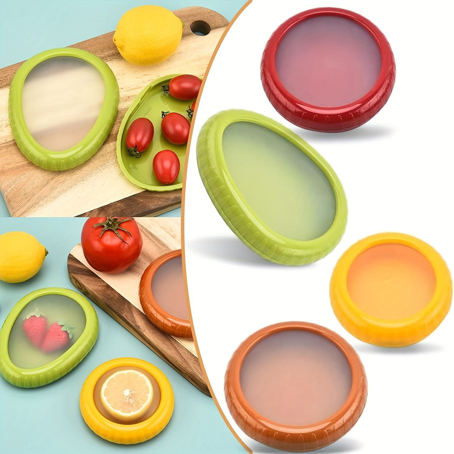 2024 premium silicone fruit and vegetable storage box reusable refrigerator container for avocado tomato onion lemon 4pcs details 4