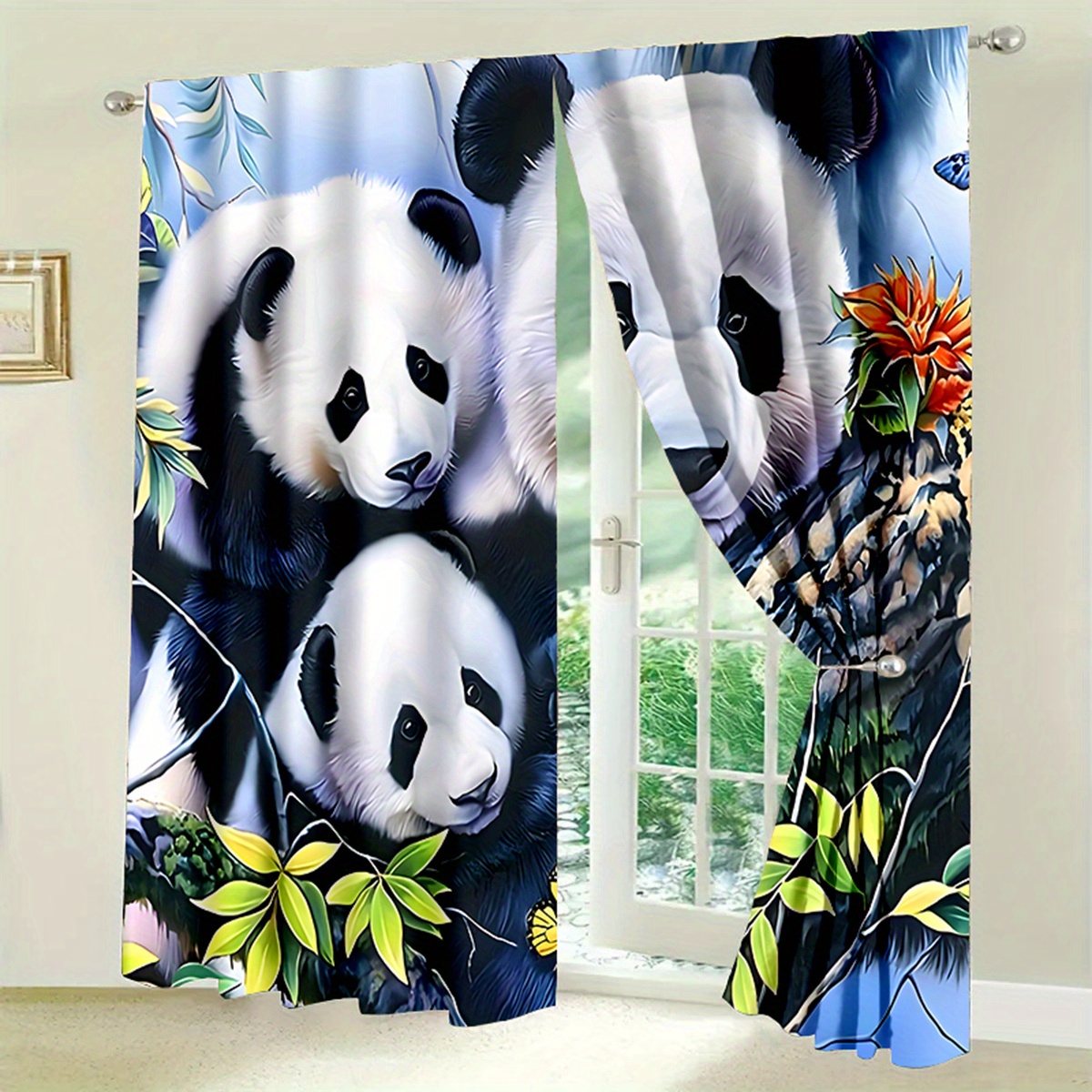 

2pcs/ Set Pattern Decorative Curtains, Window Decoration, Lightweight And Breathable Curtains For Comfortable Bedrooms, Rooms, And Study Rooms